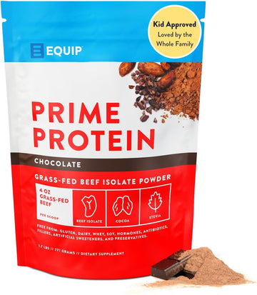 Equip Foods Prime Protein Powder | Clean, Grass Fed Beef Protein Isolate | Carnivore Protein Powder | Paleo, Keto Friendly | Gluten, Dairy Free | Helps Build & Repair Tissue | 30 Servings, Unflavored