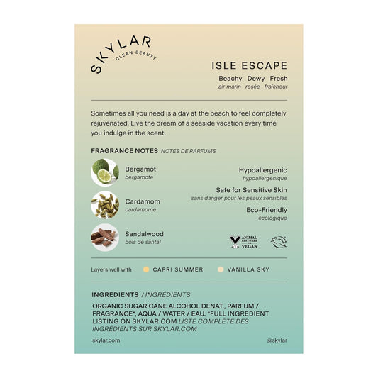 Skylar Lime Sands Eau De Parfum - Hypoallergenic & Clean Perfume Women & Men, Vegan & Safe For Sensitive Skin - Woody Citrus Perfume With Notes Of Lime, Sea Salt & Coconut Water - (10Ml /0.33 Fl Oz)