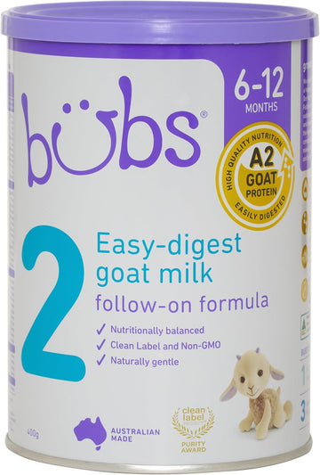 Bubs Goat Milk Infant Formula Stage 2, Infants 6-12 Months, Made With Fresh Goat Milk, 14.1 Oz