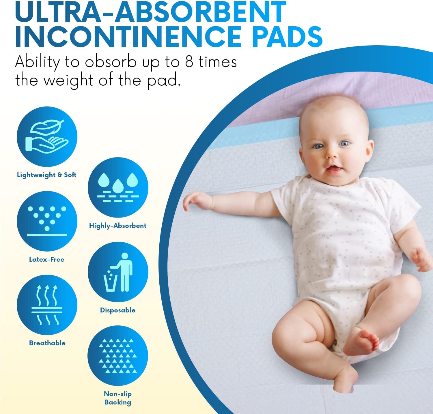 Healqu Disposable Baby Changing Pad Liners - Case Of 300, Super Soft, Absorbent And Waterproof - Mess-Free Baby Diaper Changes On Every Surface - 17" X24 : Baby