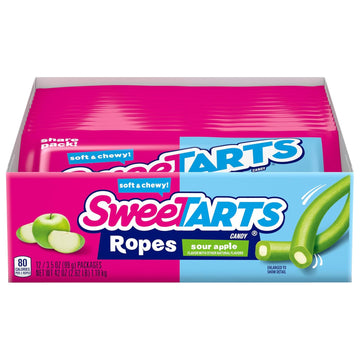 Sweetarts Ropes, Candy, Sour Apple, Soft And Chewy, Back To School Sweet Treat, 3.5 Oz, 12 Ct