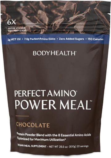 Bodyhealth Perfectamino Power Meal Shake New Dark Chocolate Flavor With Mct Oil Carb 10 And Perfect Amino Protein Base (20 Servings)