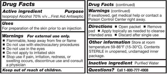 Mckesson Alcohol Prep Pads, Sterile, Individual Packet, Medium, 200 Count, 20 Packs, 4000 Total
