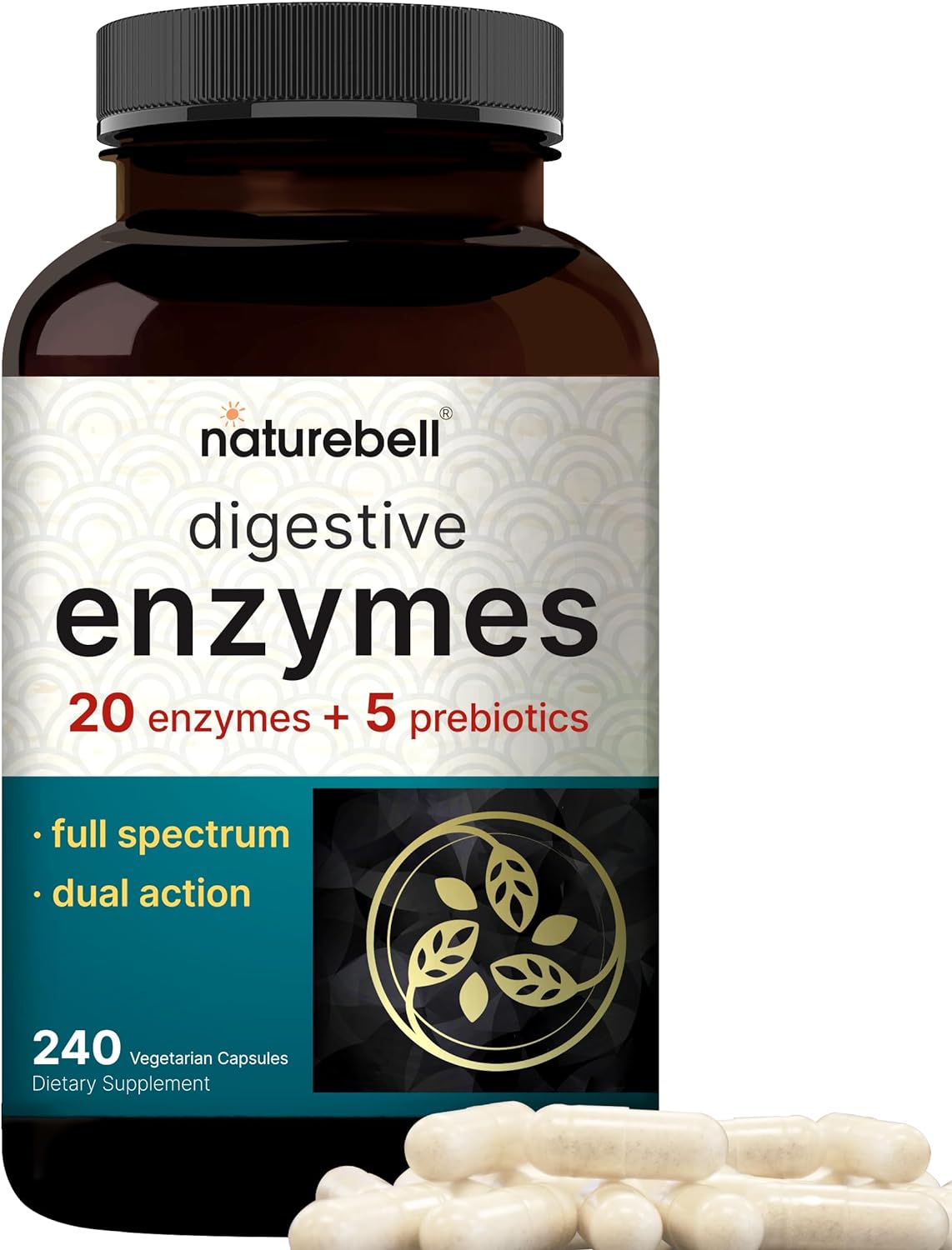 Magnesium Glycinate Capsules 500mg | 240 Count, 100% Chelated & Purified & Digestive Enzymes with Prebiotics | 240 Veggie Capsules - 20 Enzyme & 5 Prebiotic Pancreatic Enzyme Complex : Health & Household