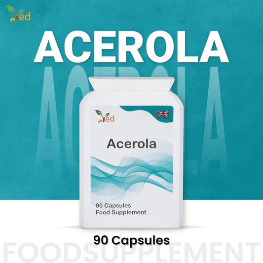 Ved Organic Acerola Cherry, Acerola Cherry Spray Dried Juice Powder 850 Mg, 90 Vegan Capsule (45 Days Supply)