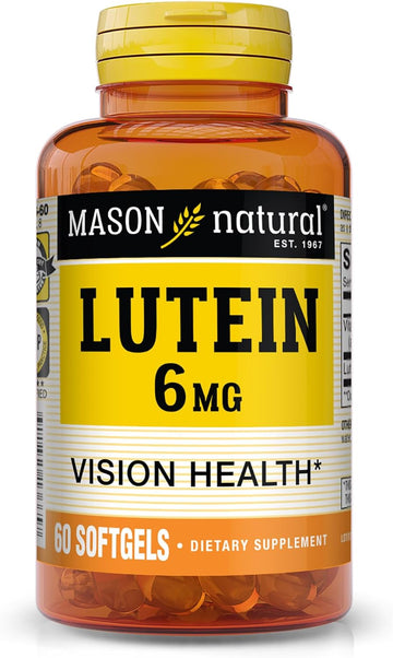 Mason Natural Lutein 6 Mg With Vitamin E - Healthy Vision And Eye Function, Supports Eye Health, 60 Softgels