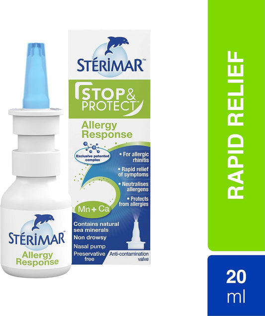 Sterimar Stop & Protect Allergy Response- 100% Natural Sea Water Based Nasal Spray With Added Manganese And Calcium- 20 Ml Can (Pack Of 2)