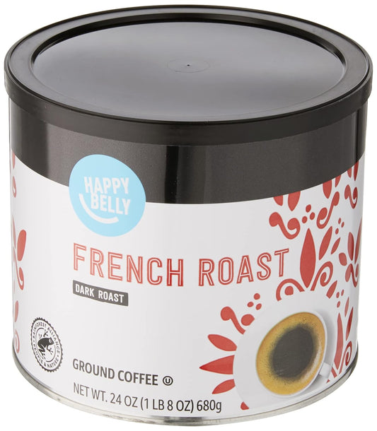 Amazon Brand - Happy Belly French Roast Canister Ground Coffee, Dark Roast, 1.5 Pound (Pack Of 1)