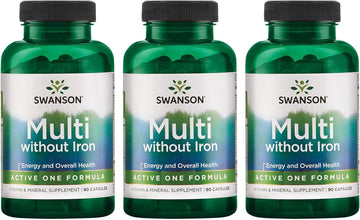 Swanson Active One Multivitamin Without Iron 90 Capsules (3 Pack)