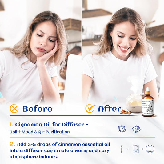 Hiqili 100Ml Cinnamon Essential Oil, Pure Natural Premium Oils For Diffuser, Add To Spray Shampoo - 3.38 Fl Oz