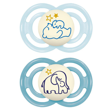 Mam Perfect Baby Pacifier, Patented Nipple, Developed With Pediatric Dentists & Orthodontists, 2 Pack, 6-16 Months, Boy