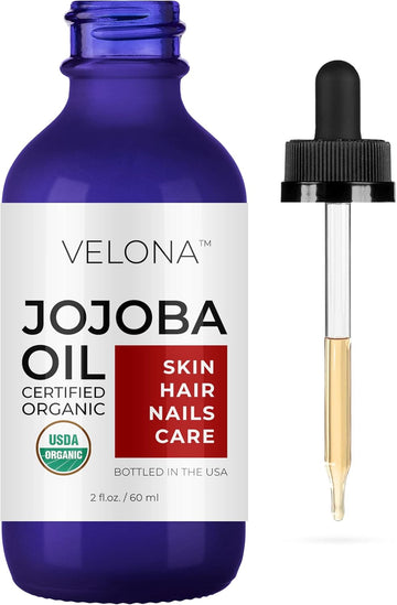 velona Jojoba Oil USDA Certified Organic - 2 oz | 100% Pure and Natural Carrier Oil| Golden, Unrefined, Cold Pressed, Hexane Free