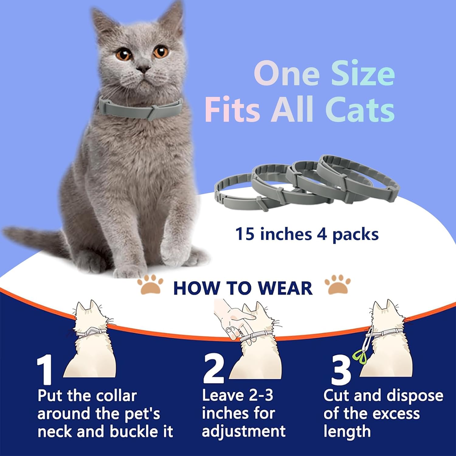 Didakay 4 Pack Calming Collar for Cats, Cat Calming Pheromones Indoor and Outdoor Activities, Natural Scent Adjustable Fit Kittens to Large Cats Relieve Stress Calming Products : Pet Supplies