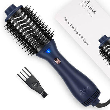 Hot Air Brush, Aima Beauty Professional One Step Hair Dryer & Volumizer 4 In 1 Upgrade Anti-Scald Negative Ionic Technology For All Hair Types, Light Green