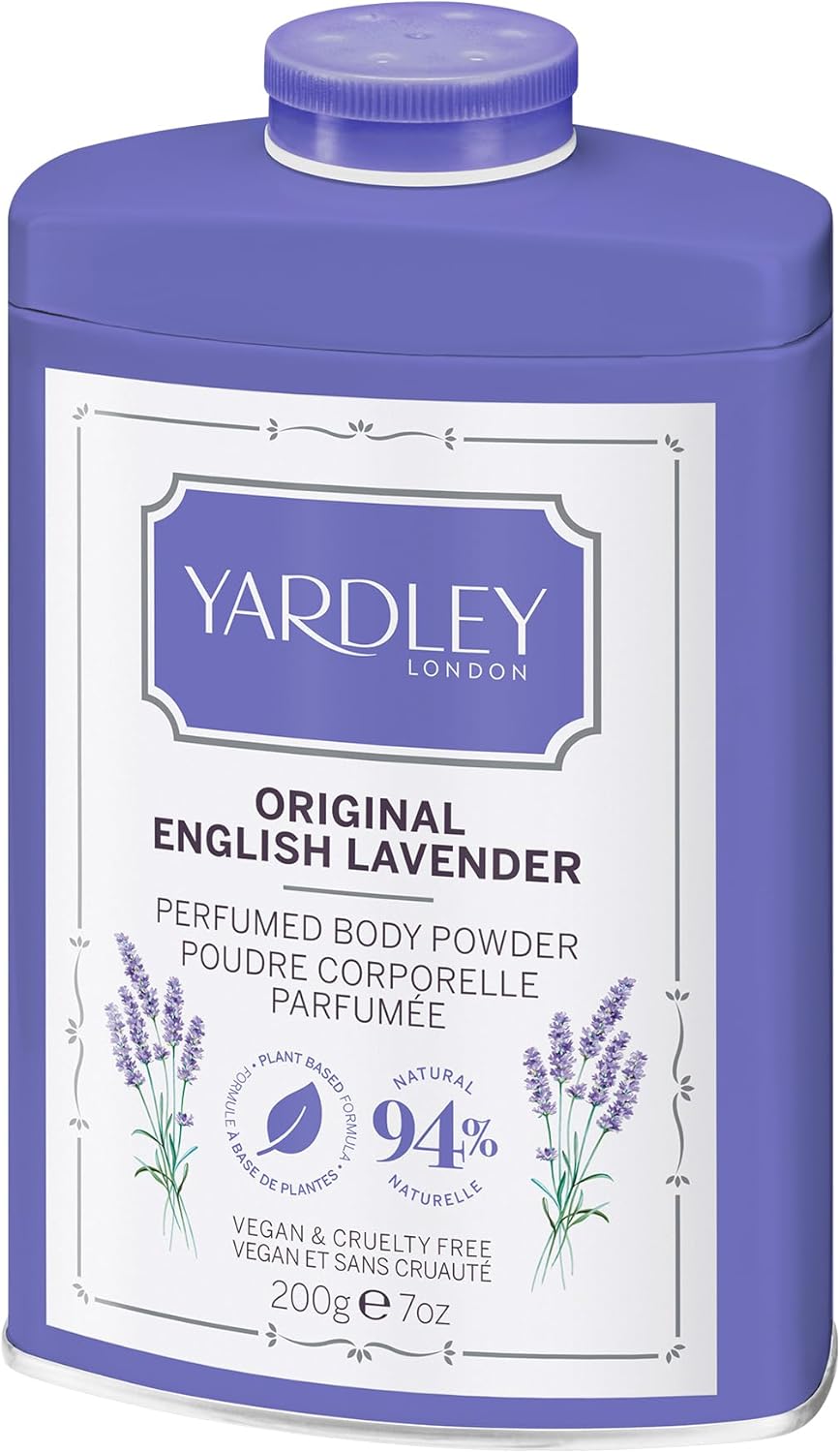 Yardley London original English lavender perfumed body powder, talcum powder for women to help with odor control and chafing, original English lavender dusting powder 200g : Amazon.co.uk: Beauty