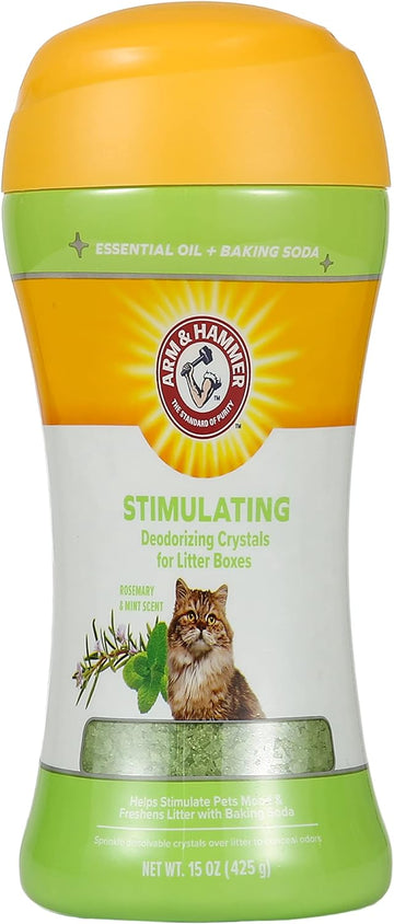 Arm & Hammer Deodorizing Cat Litter Crystals For Litter Boxes | Stimulating Odor Neutralizing Cat Litter Odor Eliminator In Rosemary & Mint Scent | Litter Box Odor Eliminator, 15 Oz
