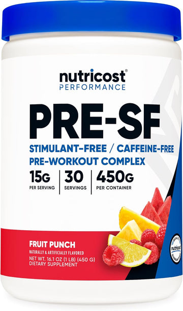 Nutricost Stim-Free Pre-Workout Powder Fruit Punch 30 Servings - Gluten Free, Non-Gmo