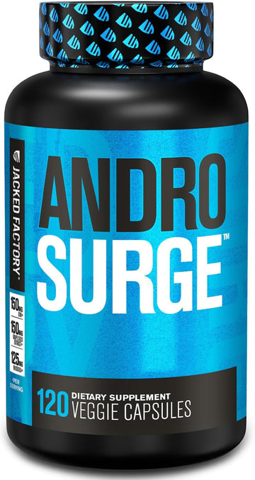 Jacked Factory Androsurge Estrogen Blocker For Men - Natural Vitality Support For Men & Anti Estrogen Aromatase Inhibitor - Vitality Booster, Muscle Builder - Dim Long Jack & More, 120 Veggie Pills