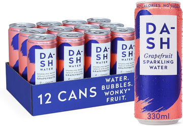 Dash Water Grapefruit - 12 X Grapefruit Flavoured Sparkling Spring Water - No Sugar, No Sweetener, No Calories - Infused With Wonky Fruit (12 X 330Ml Cans)