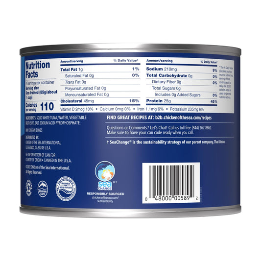 Chicken Of The Sea Solid White Albacore Tuna In Water, Wild Caught Tuna, 66.5-Ounce Can (Pack Of 1)