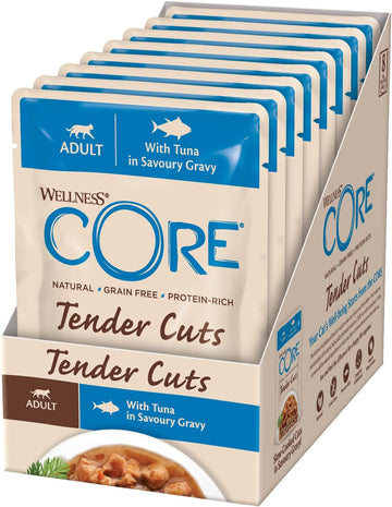 Wellness Core Tender Cuts, Wet Cat Food, Cat Food Wet With Tender Pieces In Sauce, Grain Free, High Meat Content, Tuna, 24 X 85 G10662