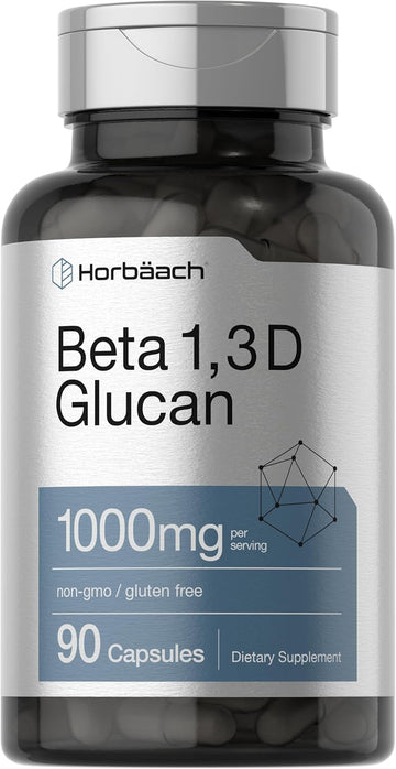 Horbäach Beta Glucan 1 3D 1000 Mg | 90 Capsules | Beta 1,3, 1,6 D Glucan | Non-Gmo, Gluten Free Supplement