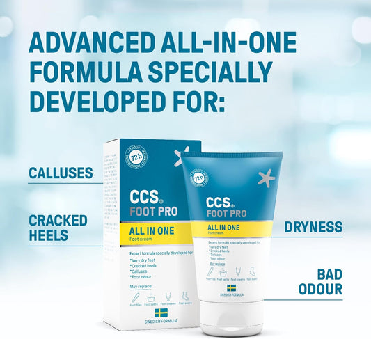 Ccs All In One Foot Cream 100Ml - Foot Pro Cream For Cracked Heels, Dry Skin & Calluses Feet - Foot Moisturiser - Developed For Very Dry Feet, Cracked Heels, Calluses And Foot Odour