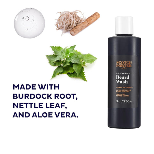 Scotch Porter Moisturizing Beard Wash | Cleanse, Hydrate & Soften Coarse, Dry Beard Hair while Protecting Skin for a Fuller/Healthier-Looking Beard | Original Scent | 8 oz. Bottle