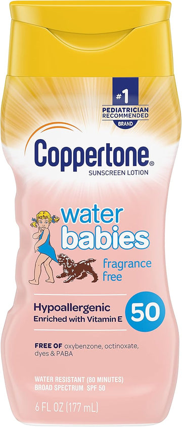 Coppertone Waterbabies Fragrance Free Spf 50 Baby Sunscreen Lotion, 8 Fl Oz