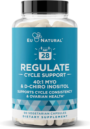 Regulate Menstrual Cycle Support – Hormone Balance For Women At Optimal 40:1 Myo-Inositol & D-Chiro Inositol – Pcos Supplement For Period Consistency, Menstrual & Ovulation Support – 90 Vegan Capsules