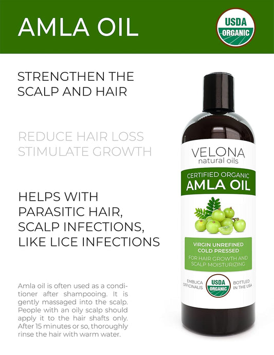 velona Amla Oil USDA Certified Organic - 1 Gallon / 128 Fl Oz | 100% Pure and Natural Carrier Oil | Extra Virgin, Unrefined, Cold Pressed | Hair Growth, Body, Face & Skin Care
