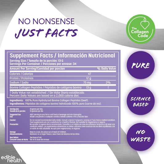 Bovine Collagen Peptides Powder, High Protein, Dairy & Gluten Free Hydrolyzed Collagen, Quality Collagen Protein, Collagen Peptides For Diet & Everyday, Carb Free Bovine Collagen, 15.6Oz Tub