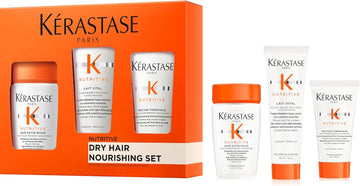 Kérastase Nutritive Travel-Size Discovery Gift Set, Hydrating Shampoo, Conditioner And Blow Dry Milk, Richly Nourishing Routine For Dry Hair, Protein Enriched Formula With Niacinamide