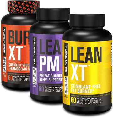 Burn-Xt Thermogenic Fat Burner, Lean Pm Nighttime Fat Burner & Sleep Aid, Lean-Xt Caffeine Free Fat Burner