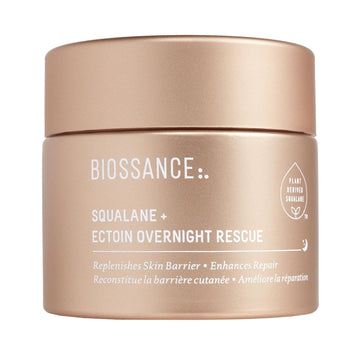 Biossance Squalane + Ectoin Overnight Rescue Face Cream – Intensive 24H Hydration For Dry/Sensitive Skin – Boosts Repair, Smoothens, Rejuvenates – Use As Moisturizer/Overnight Mask, 1.6Oz