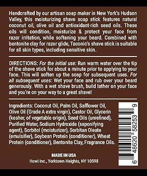 Taconic Shave Shaving Soap Stick With Antioxident Rich Seed Oils For A Smooth Shave (Bay Rum) : Beauty & Personal Care