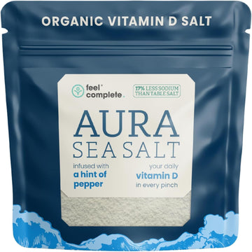 Your Daily Vitamin D In Every Pinch | Organic Aura Sea Salt | Infused Celtic Sea Salt With Black Pepper | 17% Less Sodium Than Table Salt | 5 Months Of Vitamin D | 80G Resealable Pouch