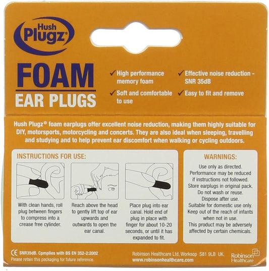 Hush Plugz Green Foam Earplugs - Pack Of 4Pr