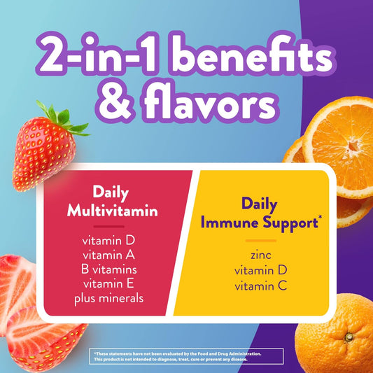 Vitafusion Multi+ Immune Support* ā 2-In-1 Benefits & Flavors ā Adult Gummy Vitamins With Vitamin C, Zinc, Daily Multivitamins, 90 Count