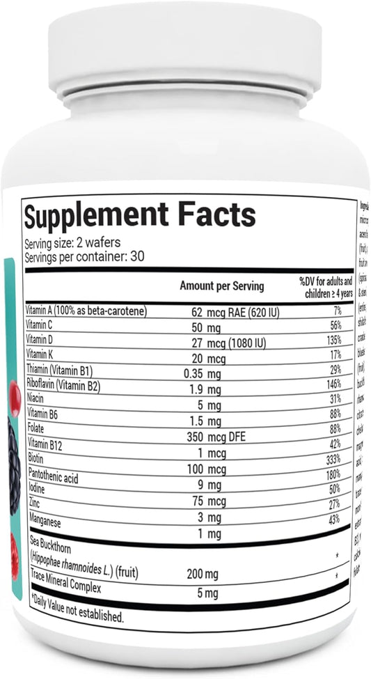 Dr. Berg Kids Chewable Multivitamins (Not Sweetened W/Sugar) - Daily Multivitamin For Kids That Includes 20 Vital Nutrients & A Trace Mineral Complex - Mixed Berry Chewable Vitamins For Kids