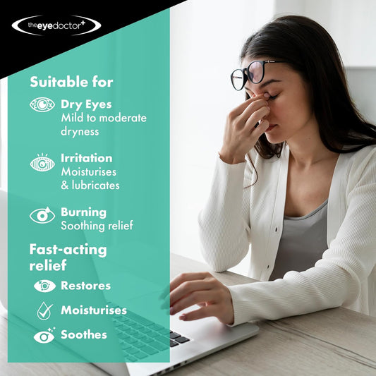 The Eye Doctor Screen Time Eye Drops For Dry Eyes - Preservative Free Eyedrops For Dry Eye And Tired Sore Eye Relief – Suitable For Contact Lenses With 0.1% Sodium Hyaluronate