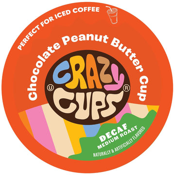 Crazy Cups Decaf Flavored Coffee Pods, Decaf Chocolate Peanut Butter Cup, Deffinated Hot Or Iced Single Serve Coffee Pods For Keurig K-Cups Machine, 22 Count
