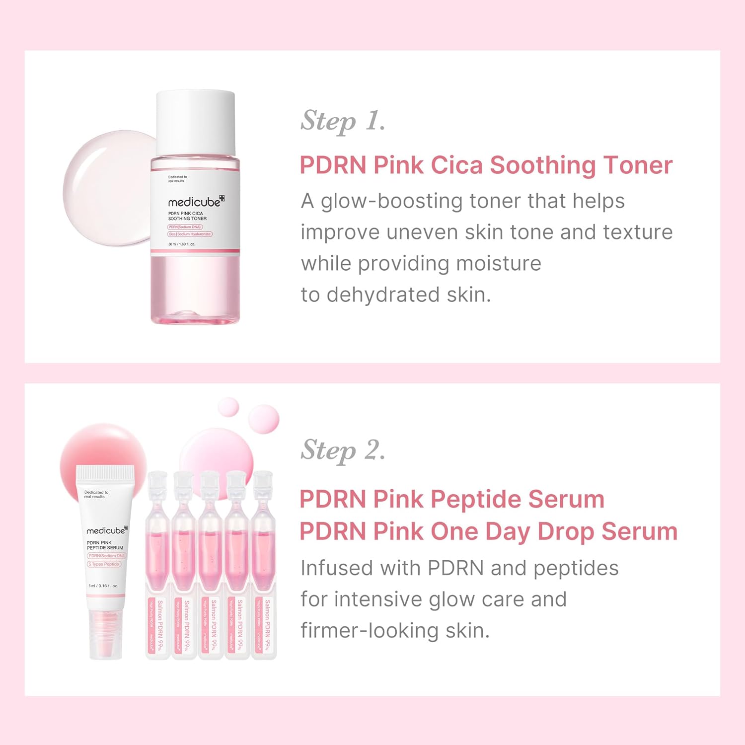 Medicube Salmon Dna Pdrn Trial Kit | Glass Glow Mini Skincare Set With Toner, Serum & Sheet Mask For Hydrating, Firming, Moisturizing |Gift & Travel Essentials For Women & Girls | Korean Skincare : Beauty & Personal Care