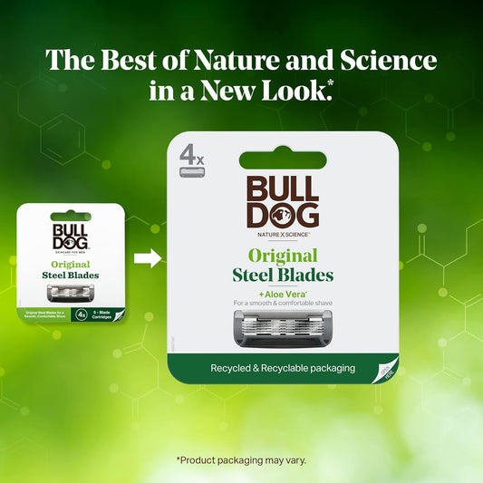 Bulldog Mens Skincare And Grooming Original Razor Blades Refills For Men, 4 Count