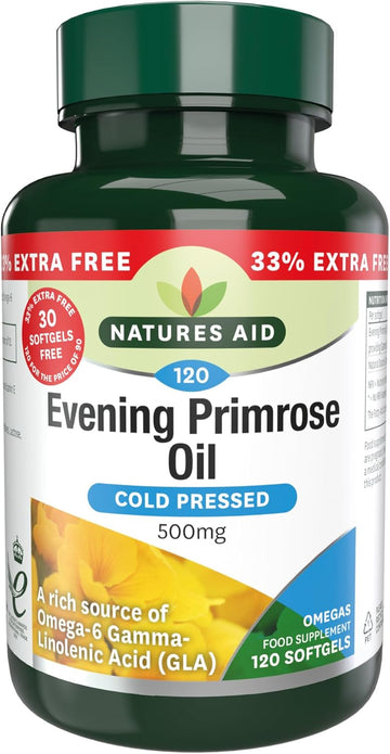 Natures Aid Evening Primrose Oil 1000Mg – Cold Pressed Omega-6 Gla – Supports Hormonal Balance, Skin Health & Anti-Inflammatory Function – Non-Gmo, Gluten-Free – 180 Softgels