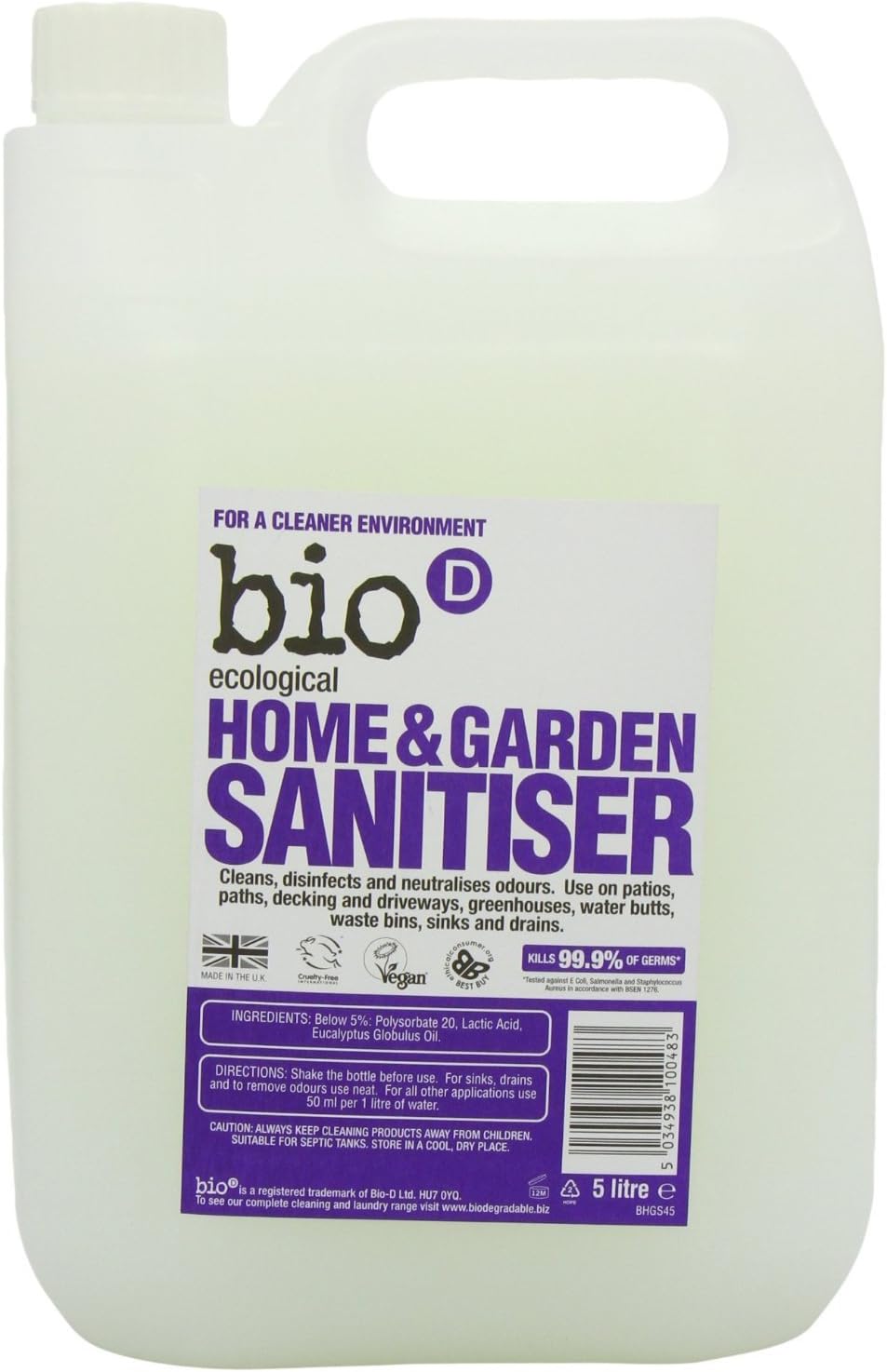 (2 Pack) - Bio-D - Home & Garden Sanitiser | 5000Ml | 2 Pack Bundle