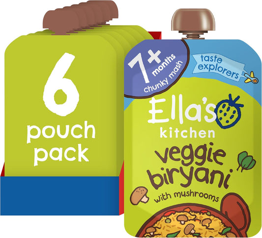 Ella'S Kitchen Veggie Biryani Baby Food Pouch 7+ Months 130G (Pack Of 6)