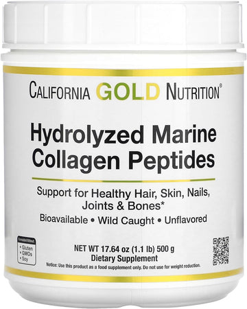 California Gold Nutrition Collagen Peptides Powder With Hyaluronic Acid, Support For Healthy Hair, Skin, Nails, Joints And Bones, Non-Gmo, Gluten And Dairy Free, Unflavored, 17.64 Oz (500 G)