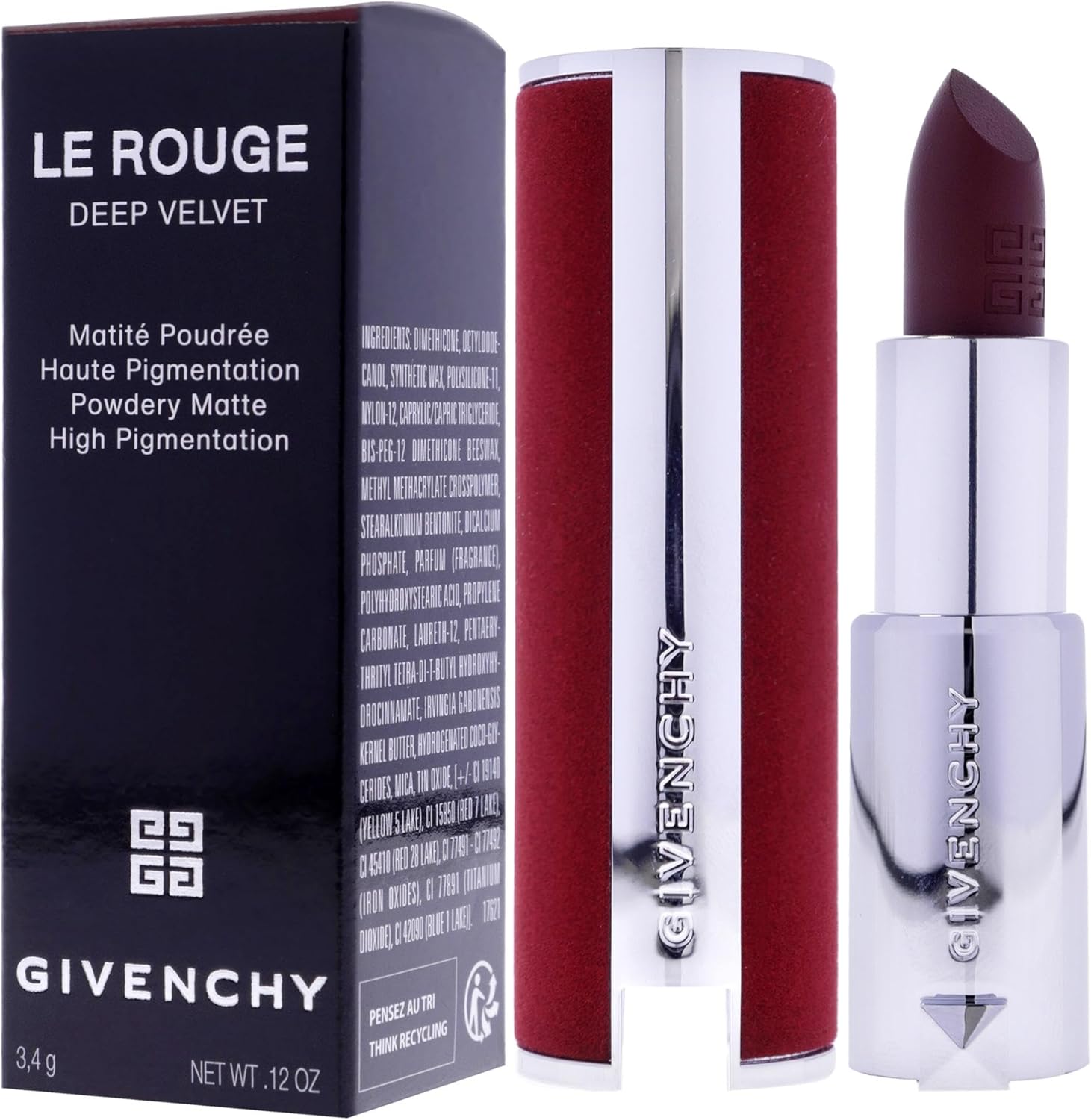 Le Rouge Deep Velvet Matte Lipstick - N38 Grenat Fume By Givenchy For Women - 0.11 Oz Lipstick