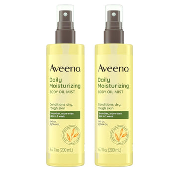 Aveeno Daily Moisturizing Body Oil Mist With Oat & Jojoba Oil For Dry Sensitive Skin, Nourishing Body Spray For Smoother Skin, Paraben-, Silicone- & Alcohol-Free, Twin Pack, 2 X 6.7 Fl. Oz